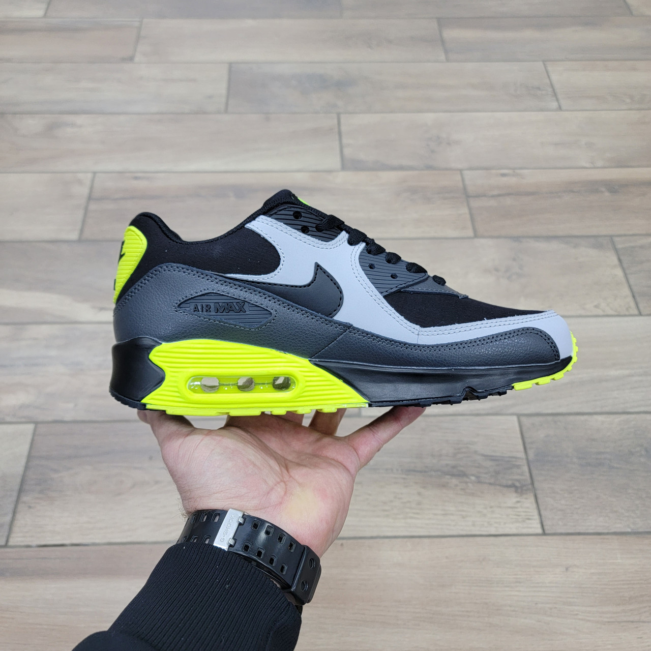 Кроссовки Nike Air Max 90 Black Gray Green - фото 2 - id-p179543342