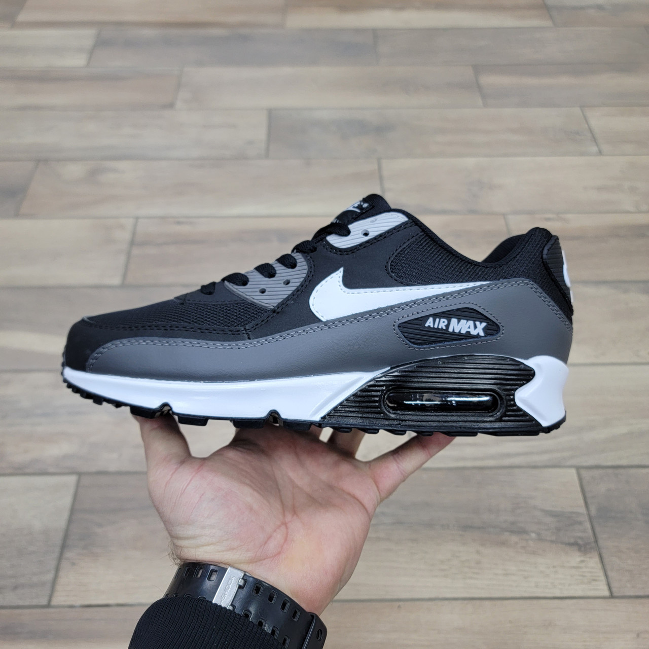 Кроссовки Nike Air Max 90 Gray Black White - фото 1 - id-p180982740