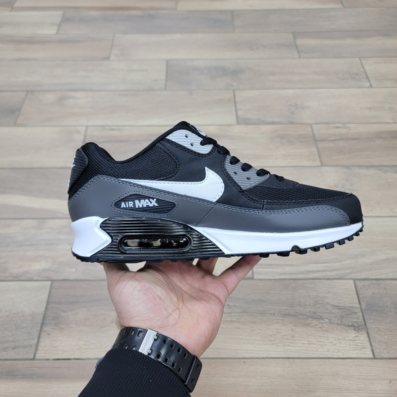 Кроссовки Nike Air Max 90 Gray Black White - фото 2 - id-p180982740