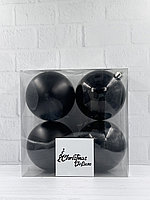 Набор пластиковых шаров ø 10 см 4 шт. черный в прозрачной упаковке (87073)