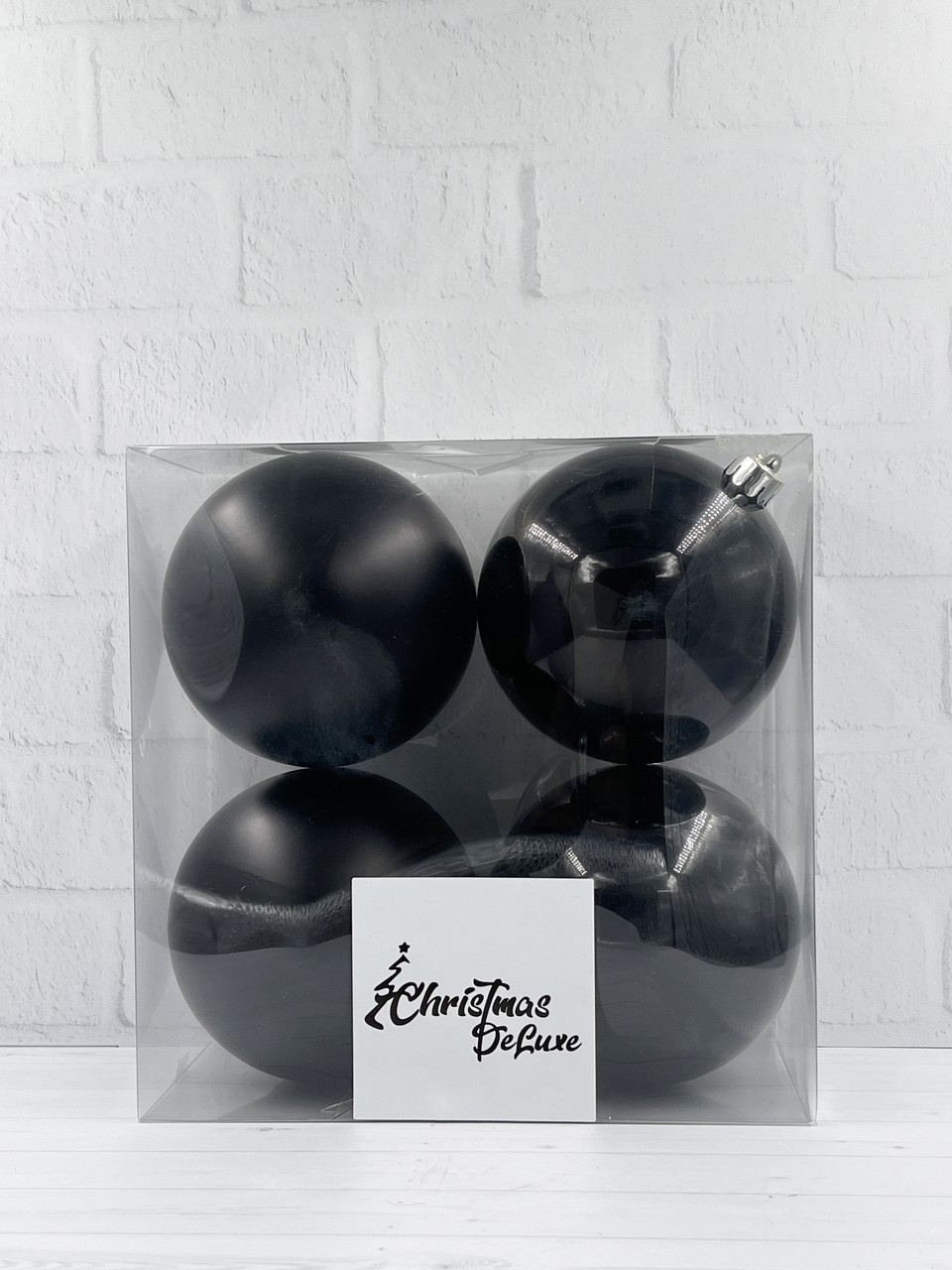 Набор пластиковых шаров ø 10 см 4 шт. черный в прозрачной упаковке (87073) - фото 1 - id-p223276062