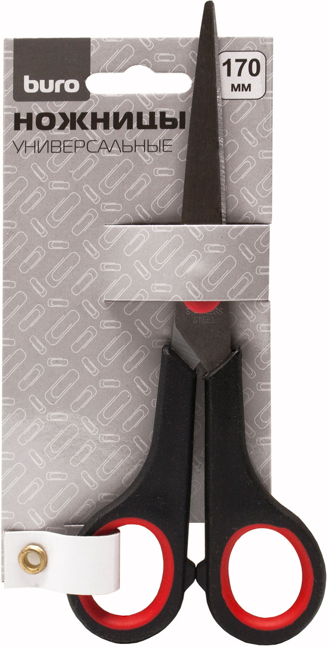 Ножницы Buro Smart универсальные 170мм ручки с резиновой вставкой черный/красный 1729351 - фото 1 - id-p223305260