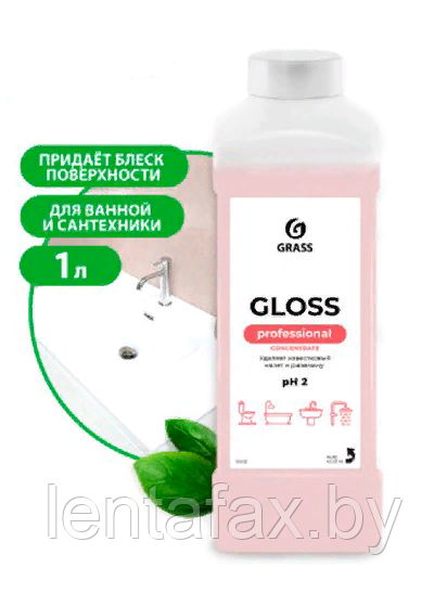 Средство чистящее для туалетных и ванных комнат GLOSS CONCENTRATE 1л - фото 1 - id-p144687228