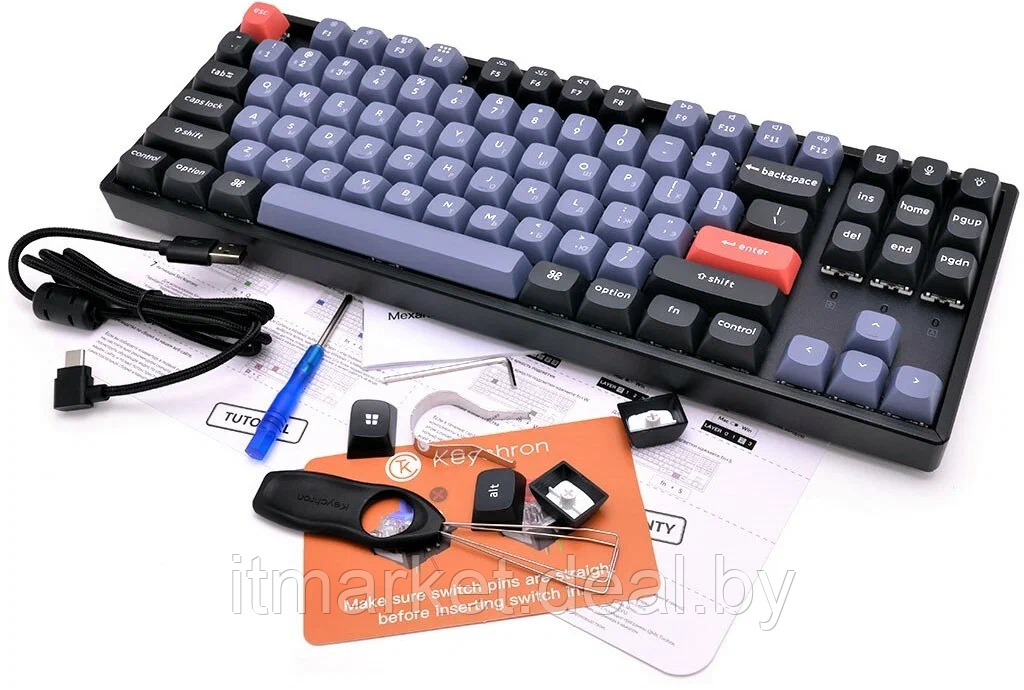 Клавиатура Keychron K8 Pro RGB (K8P-J2-RU) (Gateron G pro Blue Switch) серый/черный - фото 6 - id-p223305557