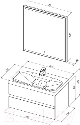 Комплект мебели для ванной Aquanet Беркли 80 / 258909 - фото 9 - id-p223323220