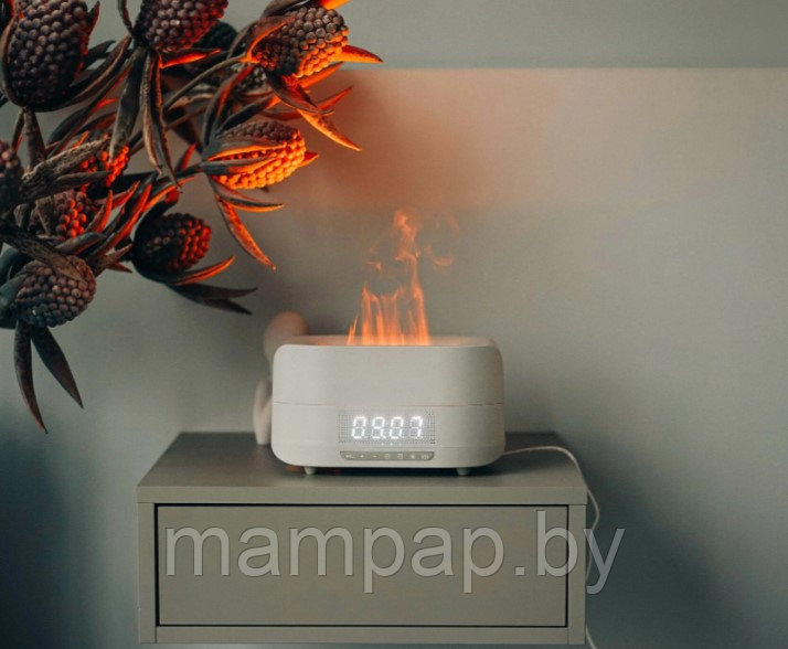 Увлажнитель воздуха с эффектом пламени Flame Aroma Humidifier, 5 в 1 (аромадиффузор, часы, будильник, - фото 2 - id-p223331660