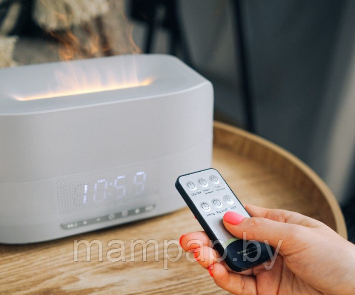 Увлажнитель воздуха с эффектом пламени Flame Aroma Humidifier, 5 в 1 (аромадиффузор, часы, будильник, - фото 3 - id-p223331660