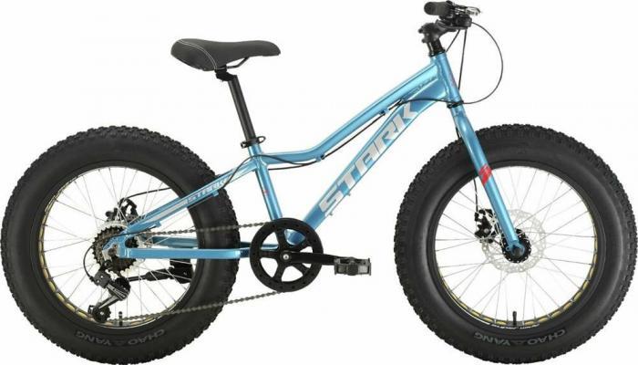 Велосипед фэтбайк на толстых колесах 20 дюймов горный зимний алюминиевый STARK Rocket Fat 20.1 D голубой - фото 2 - id-p223343572