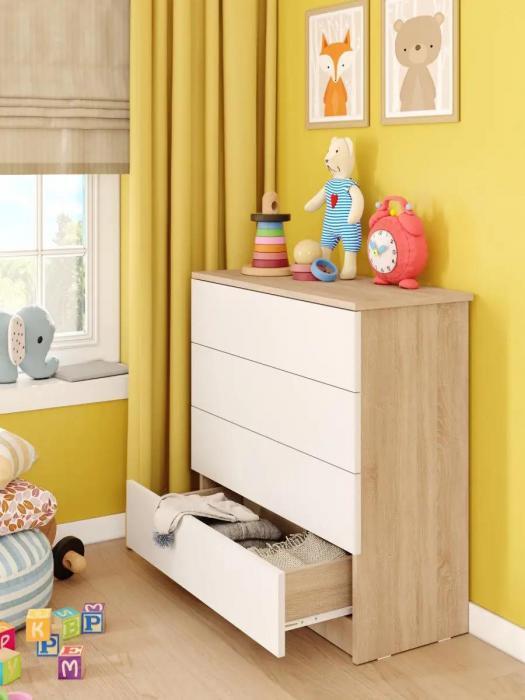 Комод для игрушек деревянный белый бежевый длинный тумба с выдвижными ящиками в детскую спальню гостиную - фото 1 - id-p223343631
