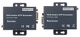 Удлинитель сигнала VGA по витой паре RJ45 (LAN) до 300 метров, активный, комплект, черный 556274