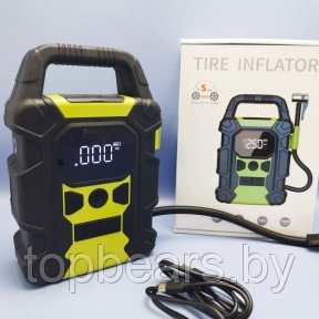 Портативный автомобильный компрессор Tire Inflator с функцией Powerbank c LED-дисплеем и фонариком / - фото 1 - id-p223346056