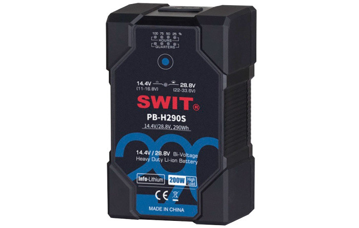 SWIT PB-H290S Li-ion аккумулятор серии Bi-voltage Тип: V-lock Ёмкость: 290 Вт.ч - фото 1 - id-p223347151