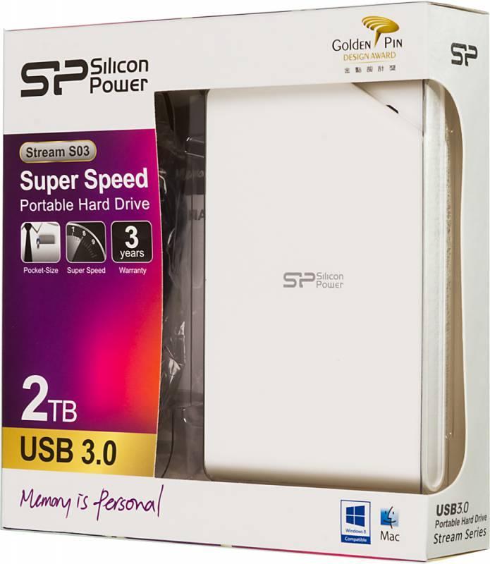 Внешний жесткий диск Portable Hard Disk Silicon Power Stream SP020TBPHDS03S3W S03 2Tb, USB 3.2, White - фото 1 - id-p223347341