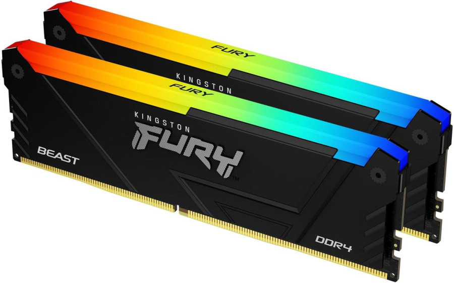 Память DDR4 2x16GB 3200MHz Kingston KF432C16BB2AK2/32 Fury Beast RGB RTL Gaming PC4-25600 CL16 DIMM 288-pin - фото 1 - id-p223347840