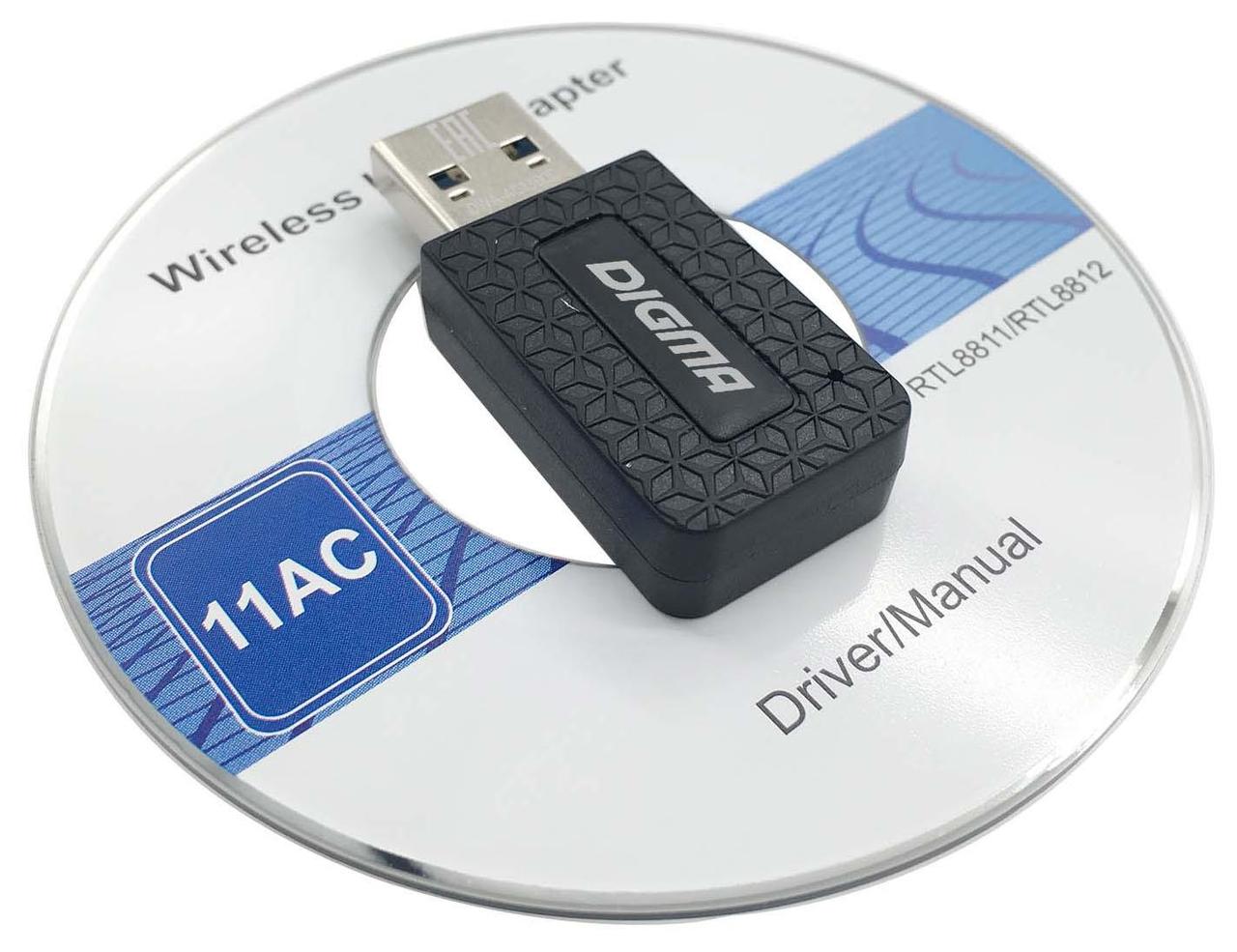 Сетевой адаптер WiFi Digma DWA-AC1300C AC1300 USB 3.0 (ант.внутр.) 1ант. (упак.:1шт) - фото 1 - id-p223348710