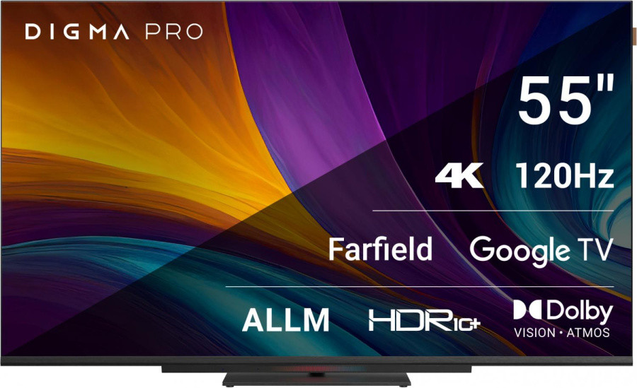 Телевизор LED Digma Pro 55" UHD 55C Google TV Frameless черный/черный 4K Ultra HD 120Hz HSR DVB-T DVB-T2 DVB-C - фото 1 - id-p223349122