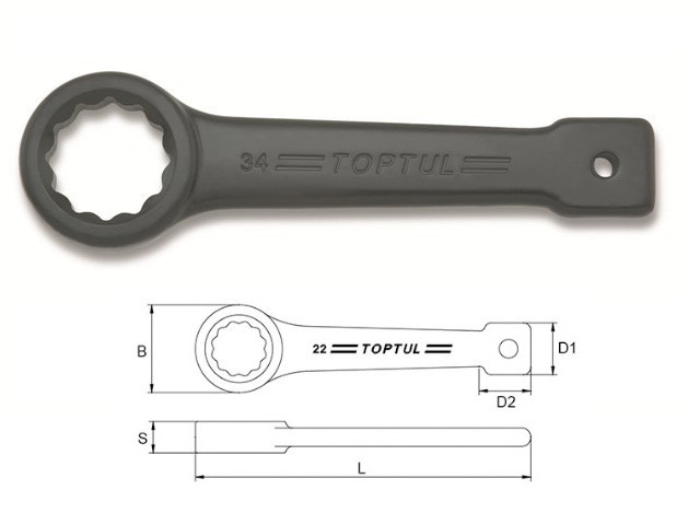 Ключ ударно-силовой накидной упорный 30мм TOPTUL - фото 1 - id-p223023670