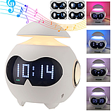 Часы-будильник с ночником и Bluetooth колонкой Emotion Clock White MA-620, фото 2