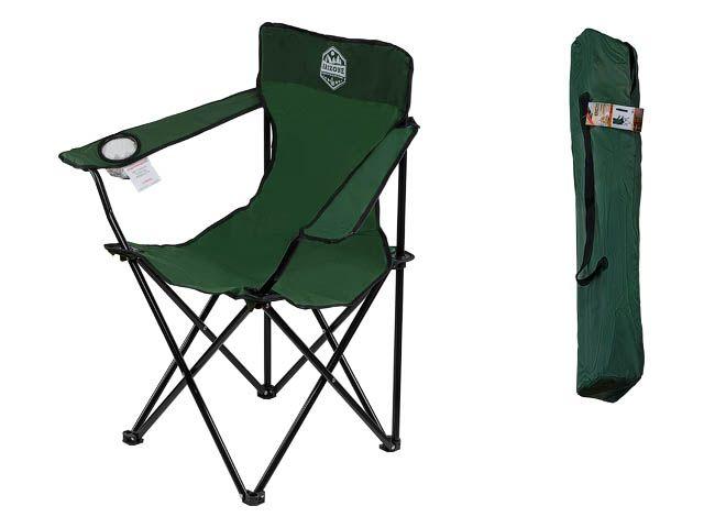 Кресло складное кемпинговое с держателем для бутылок + чехол, зеленое, серия Coyote, ARIZONE - фото 1 - id-p223356110