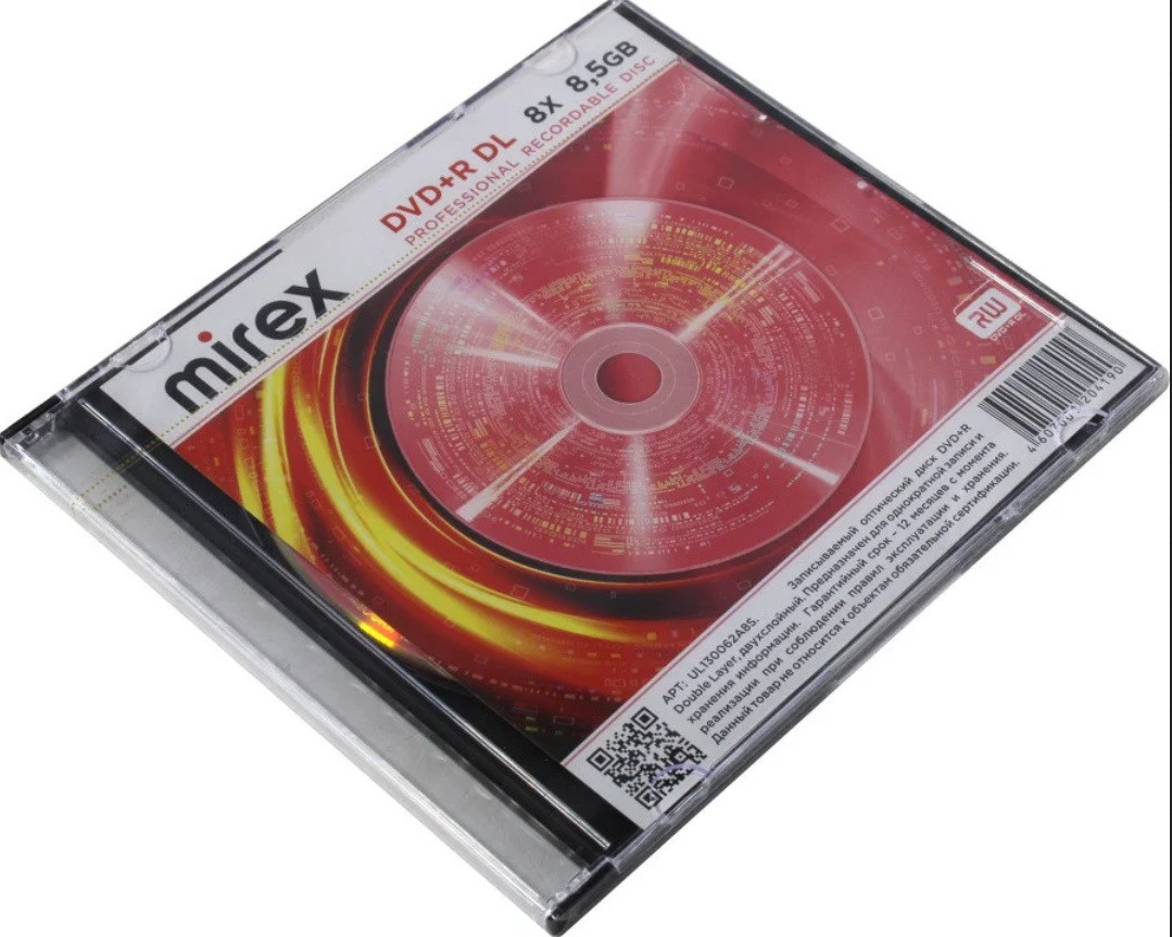 Диск DVD+R Dual Layer Mirex 8,5 Гб 8x Slim Сase - фото 1 - id-p223379228