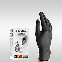 Перчатки нитриловые Foxy Gloves черные S 100шт/уп.