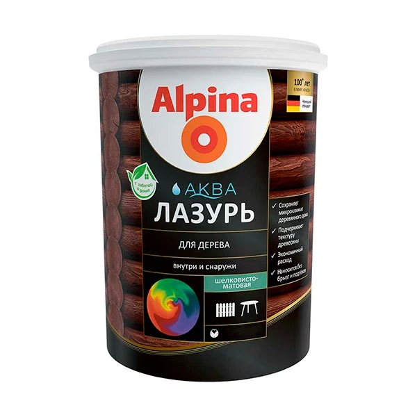 Alpina АКВА Лазурь для дерева цветная, Орех, 2,5л / 2,50кг - фото 1 - id-p21474296