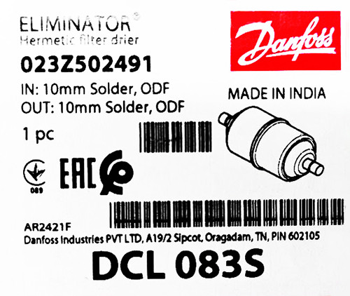 Фильтр-осушитель Danfoss DCL 083S (10 мм пайка), 023Z4513 - фото 2 - id-p223380864