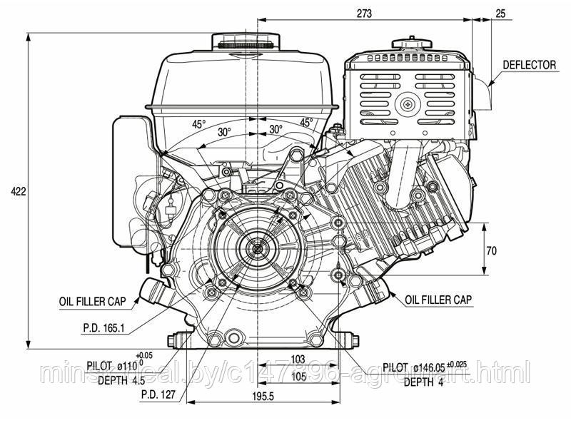 Двигатель STARK GX270 SR (вал 25мм шлицевой, сетка 90x90) 9л.с. - фото 4 - id-p223381566