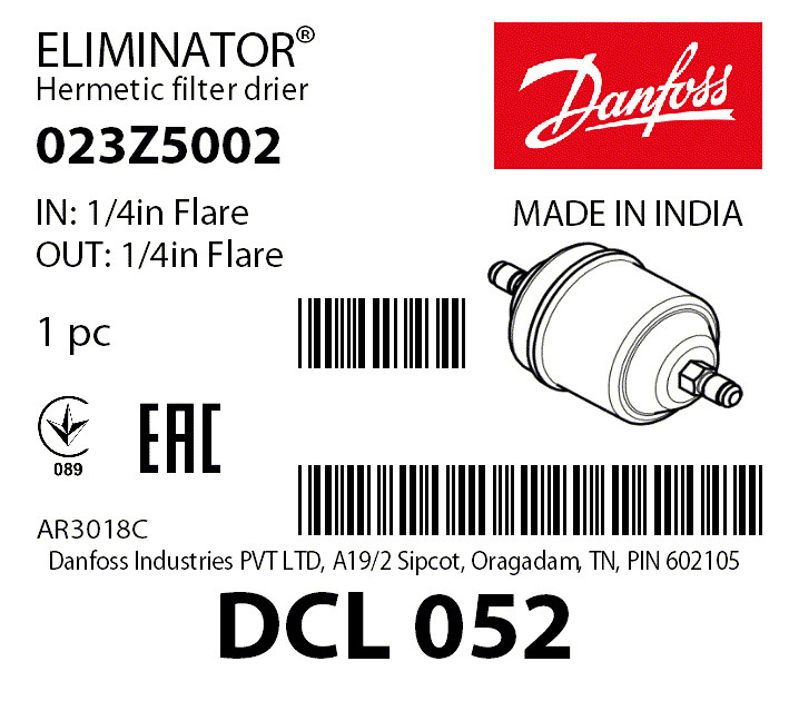 Фильтр-осушитель Danfoss DCL 052 (1/4 резьба), 023Z5002 - фото 4 - id-p223383346