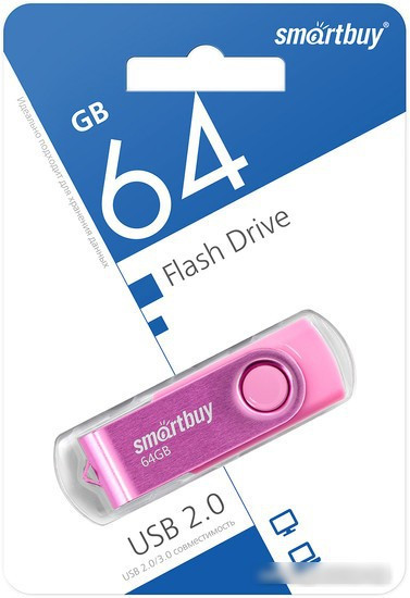 USB Flash SmartBuy Twist 64GB (розовый) - фото 1 - id-p223383449