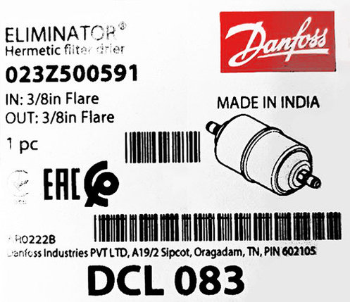 Фильтр-осушитель Danfoss DCL 083 (3/8 резьба), 023Z5005, фото 2