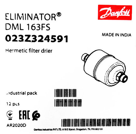 Фильтр-осушитель Danfoss DML 163FS (3/8 резьба SAE), 023Z3245 (жидкостный), фото 2