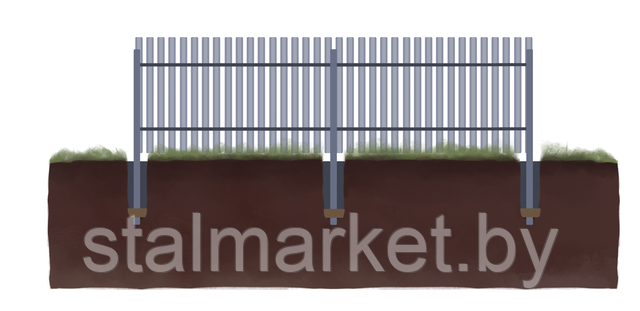Рисунок - схема забор из штакетника металлического
