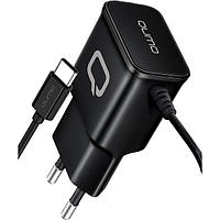 Сетевое зарядное устройство Qumo Energy (Charger 0025) 2.1А, встроенный кабель Type-C, чёрный