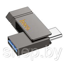 Type-C+USB флэш-диск Hoco 128Gb UD14 USB 3.2 mini цвет:металлик