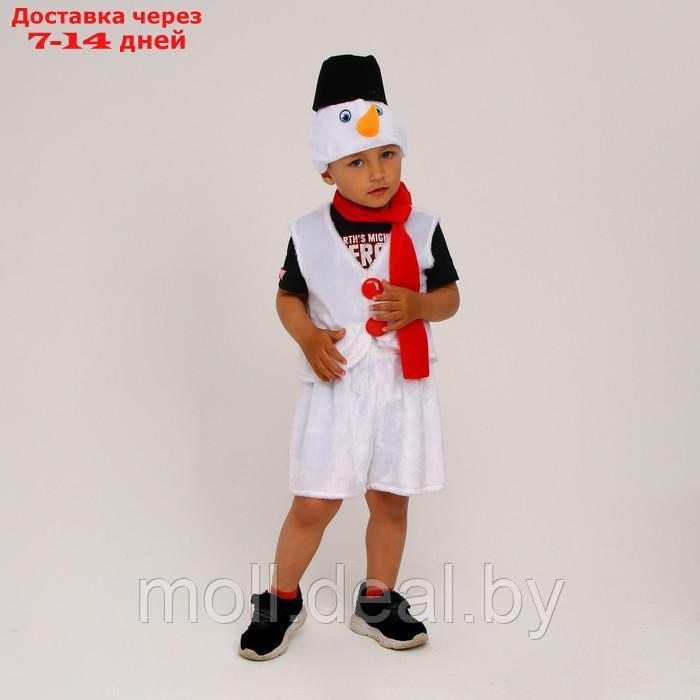 Карнавальный костюм Снеговик меховой,шорты,жилет,шарф,шапка с ведром,р-р28,р98-104. - фото 1 - id-p223338779