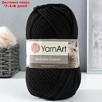 Пряжа "Shetland Chunky" 50% акрил, 50% шерсть 150м/100гр (602 чёрный)