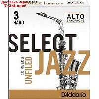 Трости для саксофона Rico RRS10ASX3H Select Jazz альт, размер 3, жесткие (Hard), 10шт