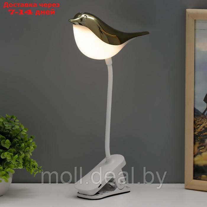 Настольная лампа на прищепке "Птичка" LED 3000-6000К 5Вт USB золото 20х7х34см - фото 4 - id-p223340221