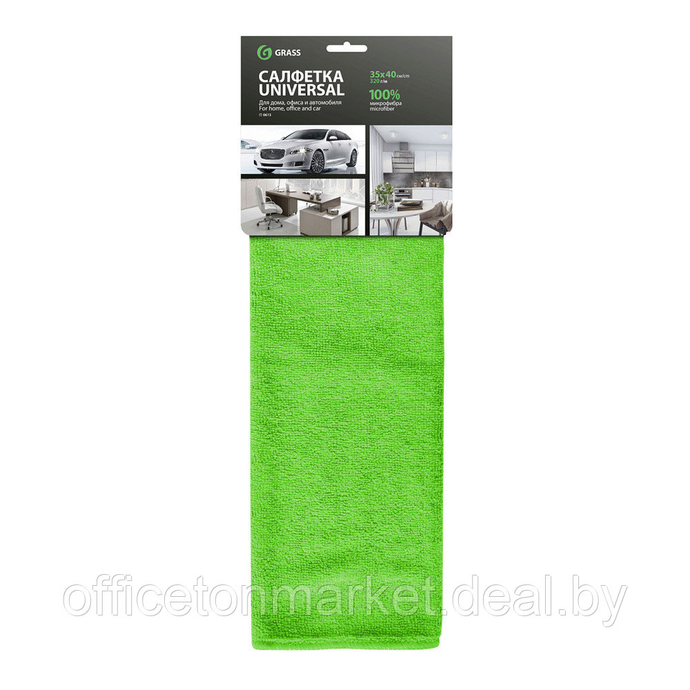 Салфетка из микроволокна "Grass", 320 г/м2, 35x40 см, 1 шт/упак, зеленый - фото 1 - id-p223385724