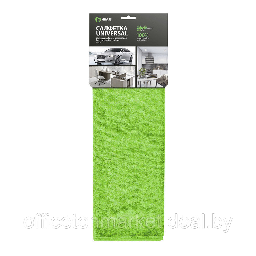 Салфетка из микроволокна "Grass", 250 г/м2, 35x40 см, 1 шт/упак, зеленый - фото 1 - id-p223385725