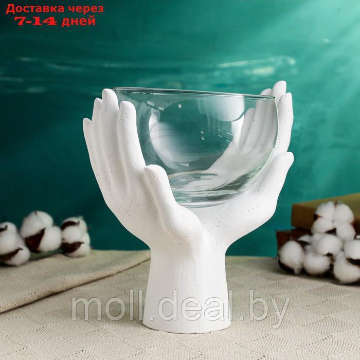 Подставка для мелочей "Руки со стеклом" белая, 22см - фото 2 - id-p223340854