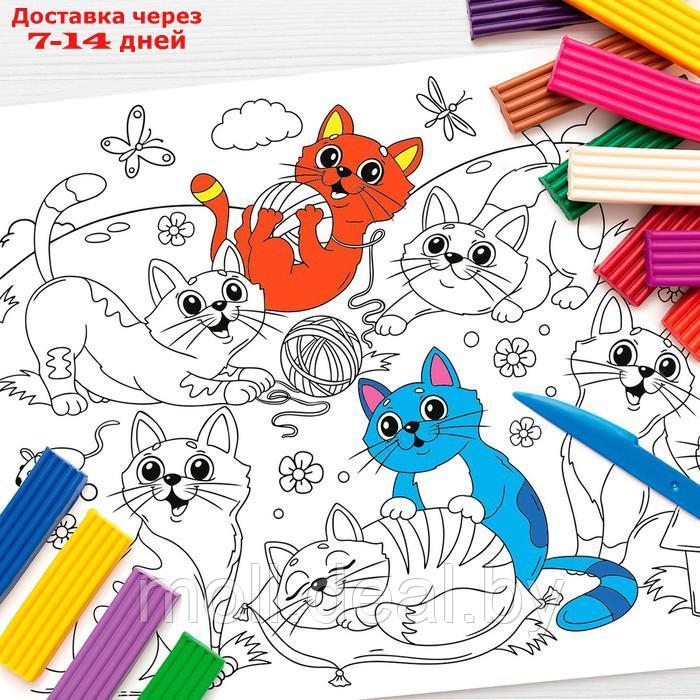 Коврик-раскраска многоразовый "Котики" - фото 4 - id-p223341269