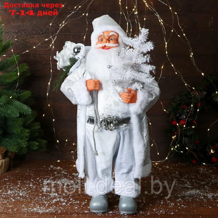 Дед Мороз "С ёлочкой с шариками и подарками" 60 см, серебро - фото 1 - id-p223341547
