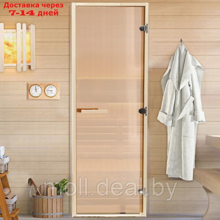 Дверь для бани и сауны "Бронза", размер коробки 200х70 см, липа, 8 мм - фото 1 - id-p223341639