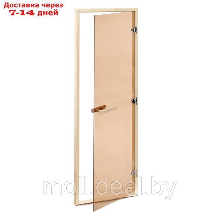 Дверь для бани и сауны "Бронза", размер коробки 200х70 см, липа, 8 мм - фото 4 - id-p223341639