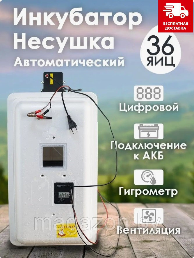 Инкубатор Несушка-36-ЭА+12В артикул 45Вг - фото 1 - id-p194852182