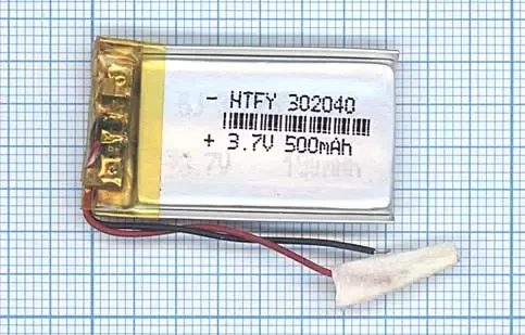 Аккумулятор (батарея) Li-Pol (3x20x40мм), 2pin, 3.7В, 500мАч