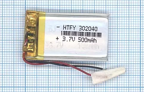 Аккумулятор (батарея) Li-Pol (3x20x40мм), 2pin, 3.7В, 500мАч - фото 1 - id-p223389374