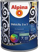 Alpina Эмаль по ржавчине 3 в 1 шелк.-мат. RAL9003 Белый 0,75л / 0,88кг